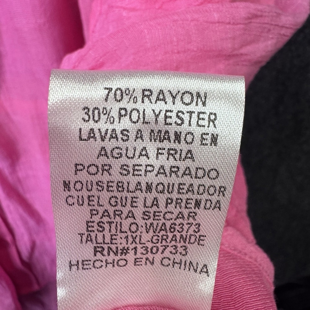 Umgee Plus 1XL Hot Pink Button Front Tunic Top Babydoll Gauze Boho NWT - Picture 7 of 9